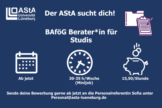AStA sucht ein*e Mitarbeiter*in für die BAföG- Beratung ab jetzt!