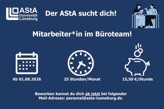 Mitarbeiter*in für das AStA-Büro ab dem 01.08.2026 gesucht! :)